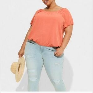 Torrid Orange Open Back Short Sleeve Top Size 2 (2X)